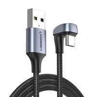 Ugreen Nylon Braided USB - USB Type C angled cable 1 m 3 A for players gamers gray (70313)