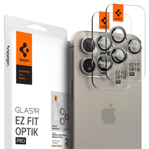 Spigen iPhone Cameră de protecție Optik.tr "ez Fit" Camera Protector 2-pack 14 Pro / Pro Max / 15 Pro / 15 Pro Max / 16 Pro / 16 Pro Max Titan natural