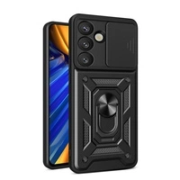 Carcasă Hybrid Armor Camshield cu suport și capac pentru cameră pentru Realme 14 Pro 5G - neagră