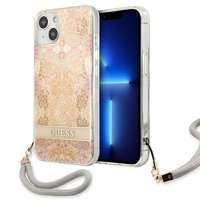 Husa GUESS Apple iPhone  13 Mini Flower Strap Gold Hardcase