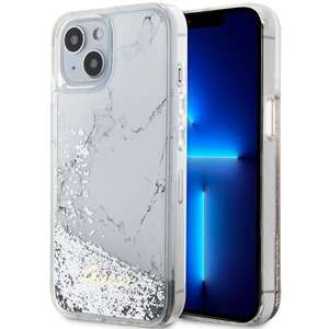 Husa iPhonecase Liquid Glitter Guess GUHCP14SLCSGSGSGH 14 6.1" alb/alb Marmură dură albă/albă Case