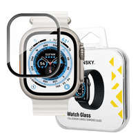 folie sticla Apple Watch ecran Wozinsky Full Glue Tempered Glass pentru Ultra 49mm 9H peste tot cu luneta neagră