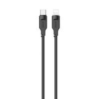 Cablu USAMS USB-C la Lightning PD Fast Charging Lithe Series 1.2m 20W negru/negru SJ566USB01 (US-SJ566)