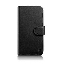 Case husa iPhone iCarer Wallet 2in1 14 husă din piele cu clapetă anti-RFID negru (WMI14220725-BK)
