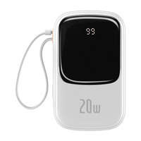 Baseus cabluriQpow Digital Display powerbank cu încărcare rapidă 20000mAh 20W QC/PD/SCP/FCP cu încărcare rapidă 20000mAh 20W QC/PD/SCP/FCP cu m Lightning integrat alb