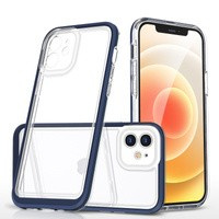 Clear 3in1 husa pentru iPhone 12 capac de gel cu cadru albastru