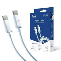 3mk Cablu Cablu Hyper Cable USB-C/USB-C 2m 100W alb/alb