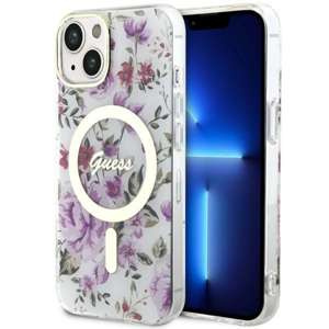 Husa iPhonecase MagSafe Guess GUHMP14MHCFWST 14 Plus 6.7" transparent floare tare floare Case