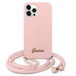 Husa GUESS Apple iPhone 12 Pro Max Metal Logo Cord GUHCP12LLSCLMGLP Pink Hardcase