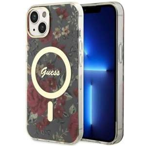 Husa iPhonecase MagSafe Guess GUHMP14SHCFWSA 14 6.1" verde/kaki Hard Flower Case