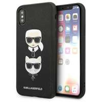 Husa Apple iPhone KARL LAGERFELD X XS Saffiano Iconic Karl&Choupette Head negru tarecase