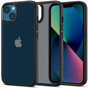Husa iPhone 13 Spigen Ultra Hybrid MATTE Frost Black Case + Folie sticla Spigen Glas.tr Slim