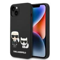 Husa Apple iPhone Liquid MagSafe KARL LAGERFELD 14 Plus Silicone Karl &amp; Choupette negru tarecase