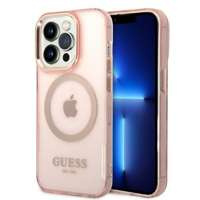 iPhone case Guess GUHMP14LHTCMP 14 Pro 6.1" roz/roz tare Gold Outline Translucident MagSafe