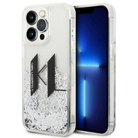 Husa Apple iPhone Liquid Glitter KARL LAGERFELD 14 Pro Max Big KL Silver Hardcase