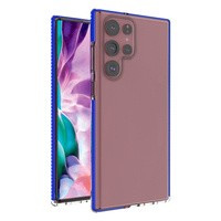 Primăvară Case husă din gel husa cu ramă colorată pentru Samsung Galaxy S22 Ultra albastru închis