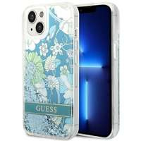 Husa Apple iPhone Liquid Glitter GUESS 14 Plus Flower Green Hardcase