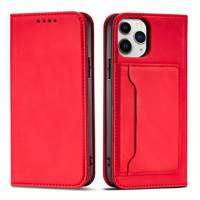 Magnet Card Case husa la iPhone 12 Pro card portofel caz carte de card titular roșu
