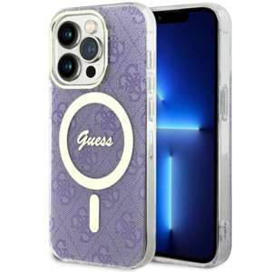 Husa iPhonecase MagSafe Guess GUHMP14LH4STU 14 Pro 6.1" violet/purpuriu hard 4G Case