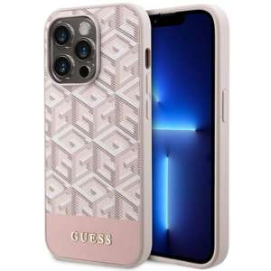 Husa iPhone case MagSafe Guess GUHMP14LHGGCFSEP 14 Pro 6.1" roz/roz cu dungi rigide GCube Stripes Case