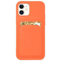 Card Case silikonou husa portofel cu buzunar pentru documente pentru iPhone 12 Pro Max portocaliu