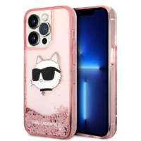 iPhonecase Glitter Karl Lagerfeld KLHCP14LLNCHCP 14 Pro 6.1" roz/roz, cu cap tare Choupette Head