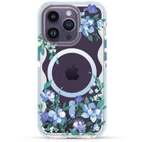 Husa Mag Husa iPhone MagSafe Kingxbar Flora Series netic 14 Plus cu ornament imprimat în flori de orhidee Case