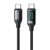 Cablu USAMS împletitură împletită U78 USB-C la USB-C LED 3m 100W Fast Charging negru/negru SJ559USB01 (US-SJ559)