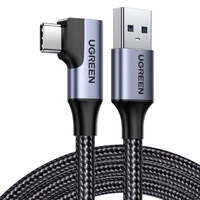 Cablu USB la USB-C, înclinat UGREEN US385, 3A, 1m (negru)