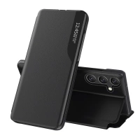 Husa Eco Leather View husa eleganta cu clapa si suport pentru Samsung Galaxy S25 Edge - neagra