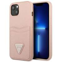 Husa GUESS Apple iPhone 13 Saffiano 13 Saffiano Triangle Logo Cardslot Pink Hardcase