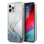 Husa GUESS Apple iPhone 12 Pro Max Glitter Vintage Script GUHCP12LGLVSBL Hardcase albastru