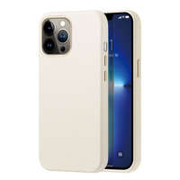 husa iPhone Dux Ducis Roma din piele pentru 13 Pro Max piele naturală elegantă de acoperire din piele naturală alb