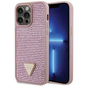 Husa Guess GUHCP14XHDGTPP iPhone 14 Pro Max 6.7" roz / roz tarecase Triunghi cu pietre de strasuri Case