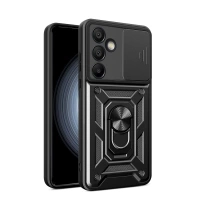Hybrid Armor Camshield cu suport și capac pentru cameră pentru Samsung Galaxy A56 - negru