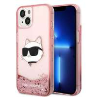 Husa Karl Lagerfeld iPhone 14 Plus 6.7" roz/roșu tarecase Glitter Choupette Head