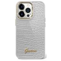 Husa Apple iPhone GUESS 14 Plus Croco Collection Silver Hardcase