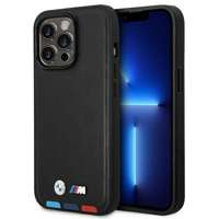 Husa iPhone BMW BMHMP14L22PTDK 14 Pro 6.1" negru/negru Ștampilă din piele Tricolor MagSafe