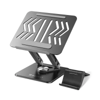 Suport laptop Wozinsky WRS-CPY84SB 360 din aluminiu + Gratuit! suport smartphone - negru