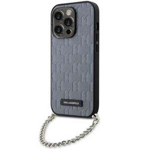 Husa Karl Lagerfeld KLHCP14LSACKLHPG iPhone 14 Pro 6.1" argintiu/argintiu greucase Saffiano Monogramă lanț Case