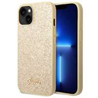 Husa Apple iPhone Glitter GUESS 14 Plus Script Gold Hardcase
