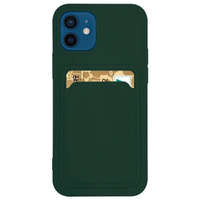 Husa Card Case silikonou husa portofel cu buzunar pentru carduri documente pentru Samsung Galaxy S21+ 5G (S21 Plus 5G) verde închis Case