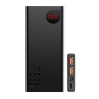Baseus cablu Adaman Metal powerbank cu încărcare rapidă 10000mAh 22.5W (Overseas Edition 2021) negru + USB-A - USB-C 3A 0.3m negru