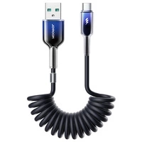 Joyroom S-A43 Crystal-Clear Series 3A USB-A - cablu spiralat USB-C 1,5 m - negru