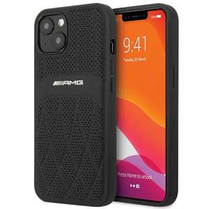 Husa Amg Amhcp13mosdbk iPhone 13 6.1" Negru/Negru Hardcase Piele cu linii curbe din piele curbată Case