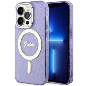 Husa iPhonecase Glitter MagSafe Guess GUHMP14LHCMCGU 14 Pro 6.1" violet/purpuriu hard Gold Case