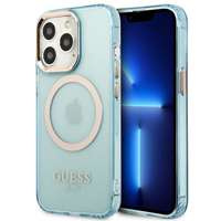 Husa Apple iPhone MagSafe GUESS 13 Pro Max Max Gold Outline Translucident Blue Hardcase