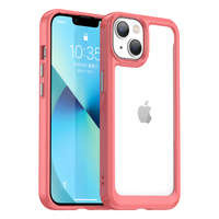 Case husa iPhone Outer Space 14 capac rigid cu ramă de gel roșu