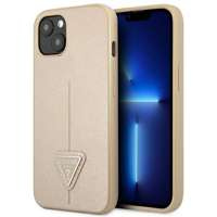 Husa Apple iPhone GUESS 14 Plus SaffianoTriangle Logo Beige Hardcase