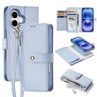 Husa din piele Dux Ducis Lawa pentru iPhone 16 cu portofel magnetic detasabil - Albastru